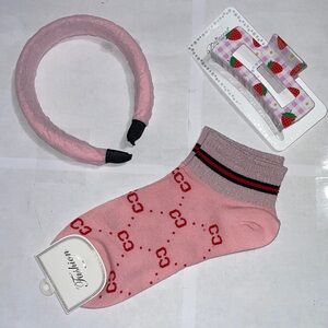 Pink Accessory Bundle includes Headband, Hair Claw and Socks New